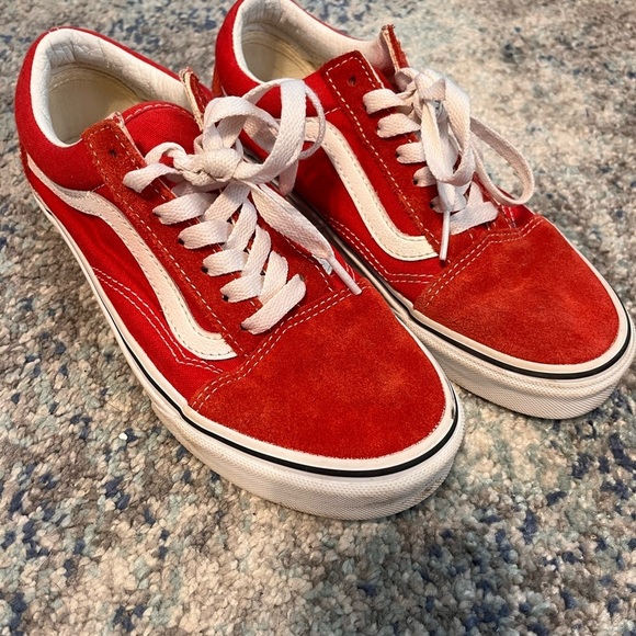 Vans Shoes - Vans Old Skool Red Suede Sneakers Women's Size 6 Men's 4.5